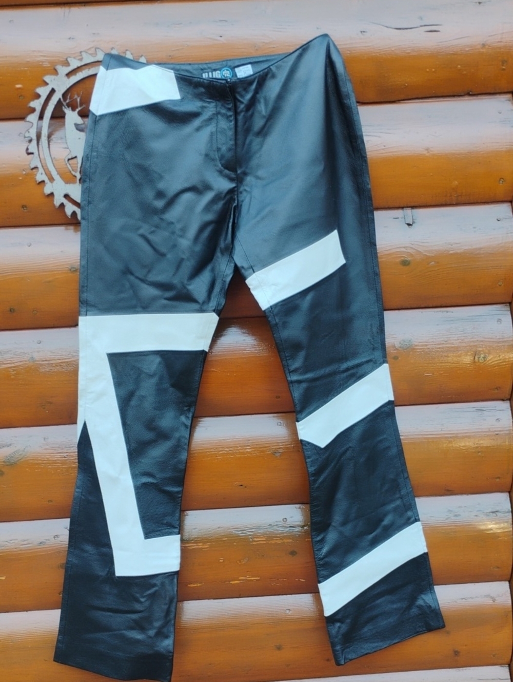 🔥 BLACK LEATHER Designer Illig PANTS Zip Front Sz SMALL Deadstock  GOTHIC